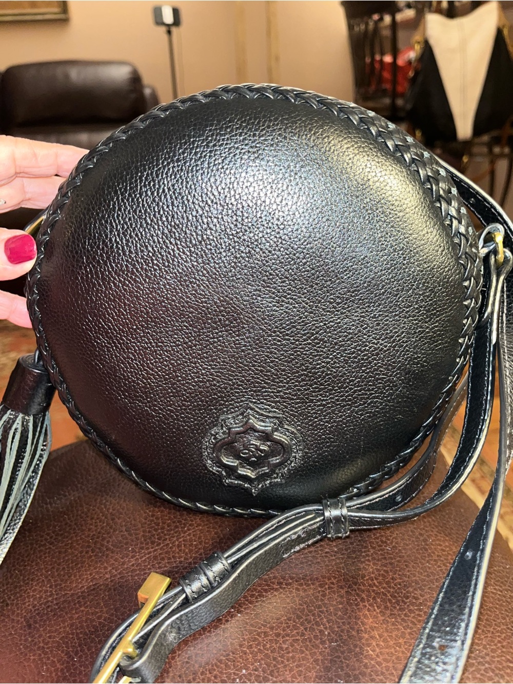 NWOT OrYany Kaye Round Leather Canteen Crossbody